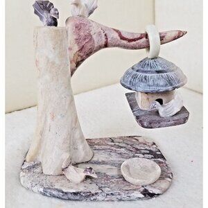 Stone sculpture‎ tree birdhouse marble 6x3 bird watcher outdoorsy ornithology